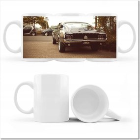 Ford Mustang nyomott mintás bögre, fekete-fehér