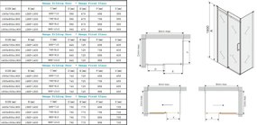 Mexen Omega zuhany 150x70cm, 8mm üveg, fekete profil-átlátszó üveg, 825-150-070-70-00