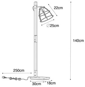 Ipari állólámpa sötétszürke fával - Arthur