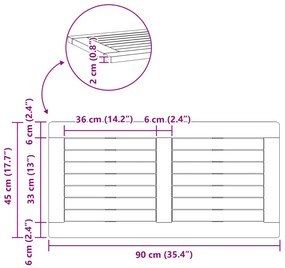Asztallap 90x45x2,2 cm Négyszögletes Tömör Fa Akác