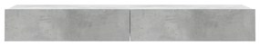 2 db betonszürke TV-szekrény LED-lámpákkal 60x35x15,5 cm