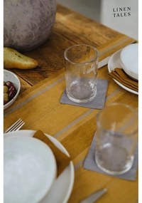 Len asztali futó 200x200 cm Amber Bronze Stripes – Linen Tales