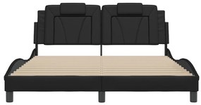 fekete ágykeret Viana LED-ekkel matrac nélkül 160 x 200 cm