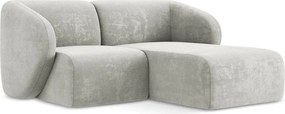 Világosszürke zsenília sarokkanapé (jobb oldali-heverő résszel) Lani – Makamii