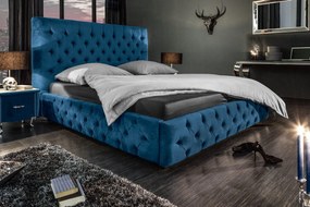 PARIS kék bársony ágy 160x200cm