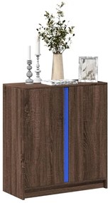 barna tölgy színű szerelt fa tálalószekrény LED-del 77x34x85 cm