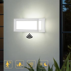 Brilagi - PARKER LED kültéri fali lámpa érzékelővel, 12W/230V, fehér, IP44