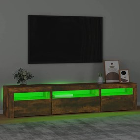 füstös tölgy színű TV-szekrény LED-világítással 195x35x40 cm