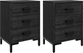 vidaXL 2 db fekete tömör fenyőfa éjjeliszekrény 40x30x55 cm