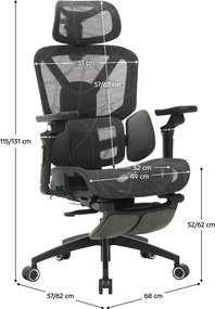 Irodai szék, sötétszürke/fekete, teherbírás 150 kg, VILMER