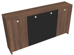 Verno közepes gardrób 248 x 46 x 130 cm, kombinált ajtó, dió / fekete