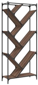 barna tölgy színű szerelt fa és fém könyvszekrény 79x30x180 cm