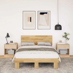 ágykeret fejtámlával matrac nélkül 120x200 cm tömör fa tölgyfa