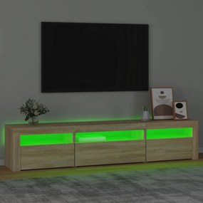 sonoma tölgy színű TV-szekrény LED-lámpákkal 195x35x40 cm