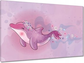 Vászonkép 90x60 Rózsaszín aranyos delfin