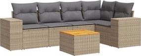 vidaXL 6 részes bézs polyrattan kerti ülőgarnitúra párnával