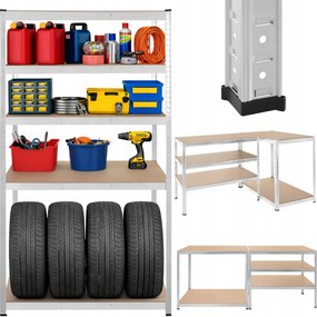 Fém tárolóállvány 4 polccal, ezüst színű, 180 x 100 x 60 cm, 1000 kg
