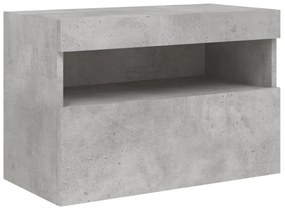 betonszürke falra szerelhető TV-szekrény LED-del 60x30x40 cm
