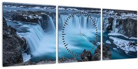 Kép - Kilátás a vízesésre (órával) (90x30 cm)