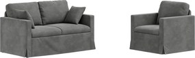 vidaXL Kanapé Szett 2 pcs Sötétszürke 138 x 78 x 80 cm Bársony