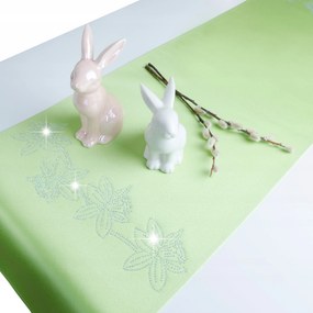 Húsvéti asztali futó Nárcisz minta 40x120 cm zöld j