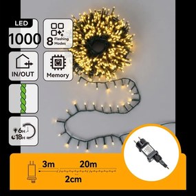 Aigostar - LED kültéri karácsonyi fényfüzér 1000xLED/8 funkciós 23m IP44 meleg fehér