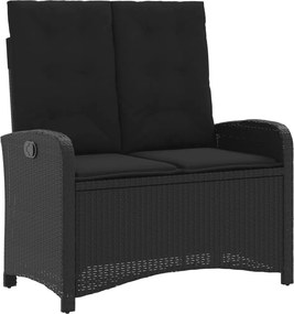vidaXL fekete polyrattan dönthető kerti pad párnával