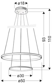 LED Csillár zsinóron LUNE LED/40W/230V