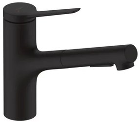 Hansgrohe Zesis mosogató csaptelep kihúzható zuhannyal, 2 áram fekete matt 74803670
