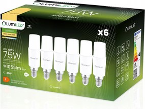 6x Led izzó Stick Tuba E14 10W 75W 1055lm 3000K Meleg fehér Tubuláris