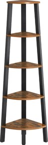 Sarokpolc, 5 szintes létras könyvespolc, tároló állvány 34,2 x 34,2 x 158,8 cm