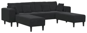 Bársony Kanapé párnával 3 pcs Fekete 208 cm Bársony