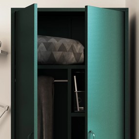 Gardróbszekrény FLAVIO, 800 x 1850 x 450 mm, Modern: palack zöld