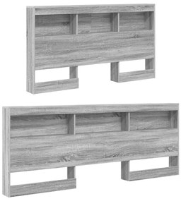 vidaXL Könyvespolcos Ágy tárolóval Szürke sonoma 160 x 200 cm Faanyag