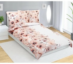 Bellatex szatén ágynemű Flower lazac , 140 x 220cm, 70 x 90 cm, 140 x 220 cm, 70 x 90 cm, 140 x 220 cm, 70 x 90 cm