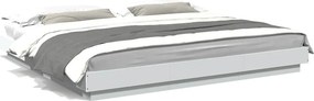 vidaXL fehér szerelt fa ágykeret LED-világítással 180 x 200 cm