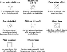 Spirit BAMBOO 80x80x180cm-es íves zuhanykabin, zuhanytálca nélkül