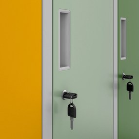 Fém szekrény, 10 rekeszes BARTUŚ, 1360 x 1500 x 450 mm, szürke-többszínű