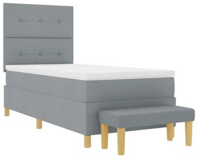 Boxspring Ágy Matrac és Pad Világosszürke 100x200 cm Szövet
