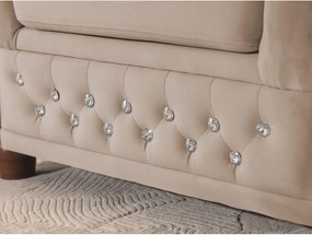 Bézs bársony kinyitható sarokkanapé (jobb oldali-L alakú) York Blik – Ropez