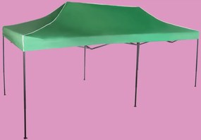 Gyorsan összecsukható sátor 3x6m - acél, Zöld, Oldalfalak nélkül
