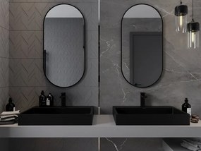 Mexen Loft fürdőszobai ovális tükör 100 x 50 cm, fekete keret - 9851-100-050-000-70