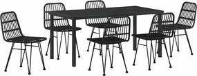 vidaXL Kert étkező szett 7 pcs Fekete Porszórt acél