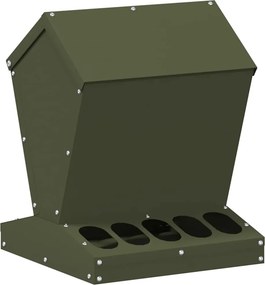 vidaXL Csirke etető Olajzöld 30 x 30 x 39 cm Hidegen Hengerelt Acél