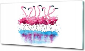 Fotó kép edzett üveg Flamingók 125x50
