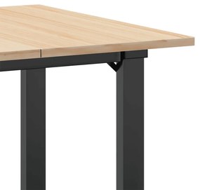 tömör fenyőfa és acél étkezőasztal O-vázzal 60x60x75 cm