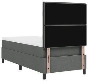Rugós ágy matraccal és LED világítással, sötétszürke, 90 x 190 cm, szövet
