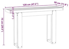 konzolasztal NOAIN U alakú lábak 120x30x75 cm tömör fa fenyőfa