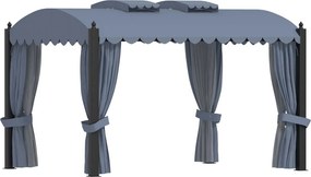 vidaXL antracitszürke acélpavilon függönyökkel 3 x 4 m