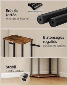 6 szintes álló tárolópolc, szerszám nélkül összeszerelhető, 38 x 23,8 x 173,4 cm, rusztikus barna és tintafekete